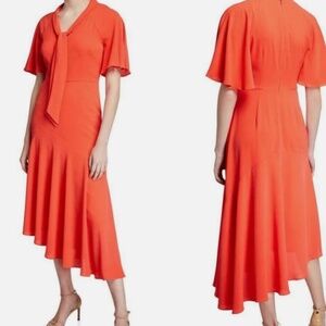 Maggy London CORAL Asymmetrical Hem Midi Dress
